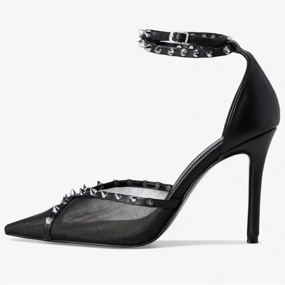 💋 Steve Madden Lupton Mesh Pointed-Toe Pumps, Black, Size 9.5 - Picture 2 of 15